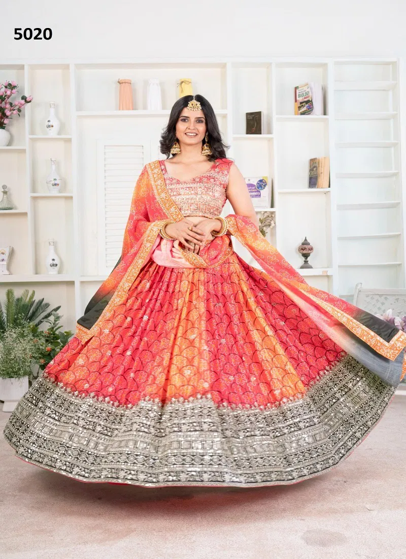 Dvd 5020 Chinon Silk With Digital Print Lehnga Choli Wholesaler In Delhi